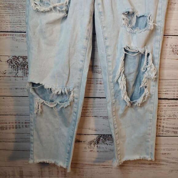 Women's Distressed High Rise Ankle Straight Jeans sz 7 Light Blue - Picture 5 of 11